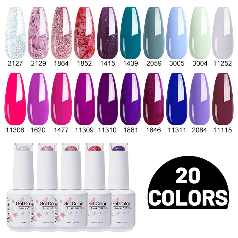 Clou Beaute 10/12/20/24pcs Gel Nail Polish Set Color 15ml White Glass Bottle Nail Art Kit Semi Permanent Gellack Nail Varnish