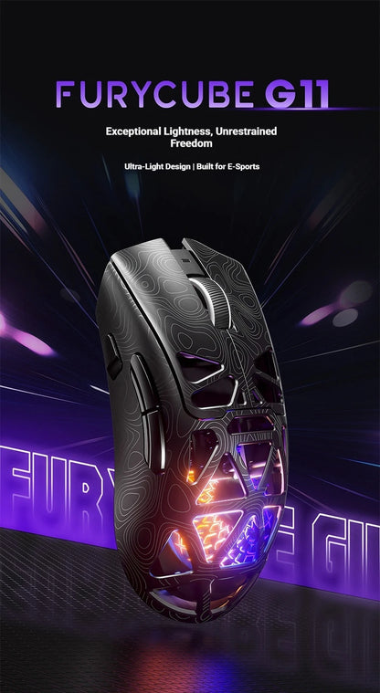 Furycube G11 1K Wireless Mouse Game Bluetooth The Third Mock Examination Paw3311 Lightweight Hollow Out Design Rgb Mouse Gift
