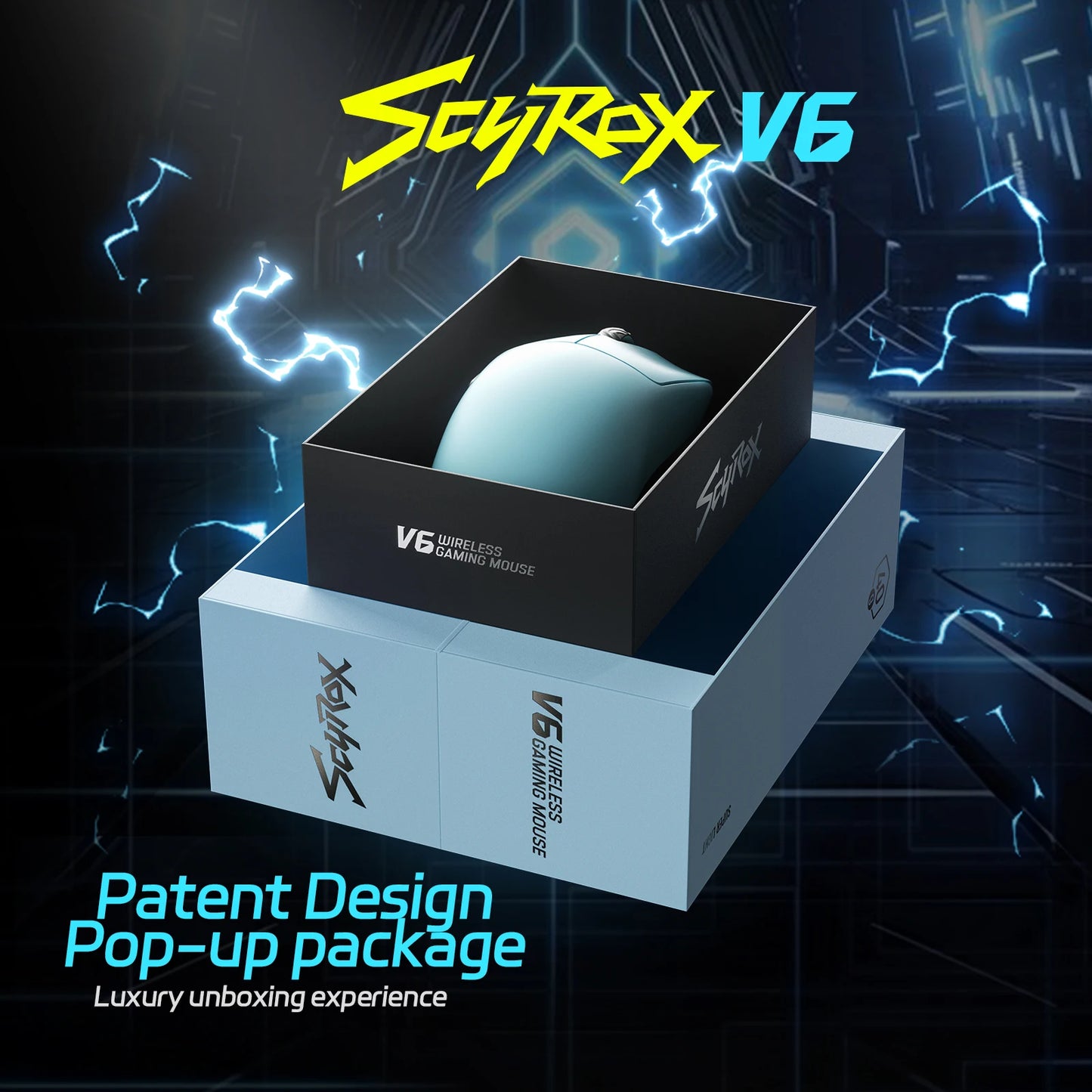 SCYROX V6 Gaming Mouse, Pixart 3950, Optical Switches, Web Based Software, 8K Dongle Included