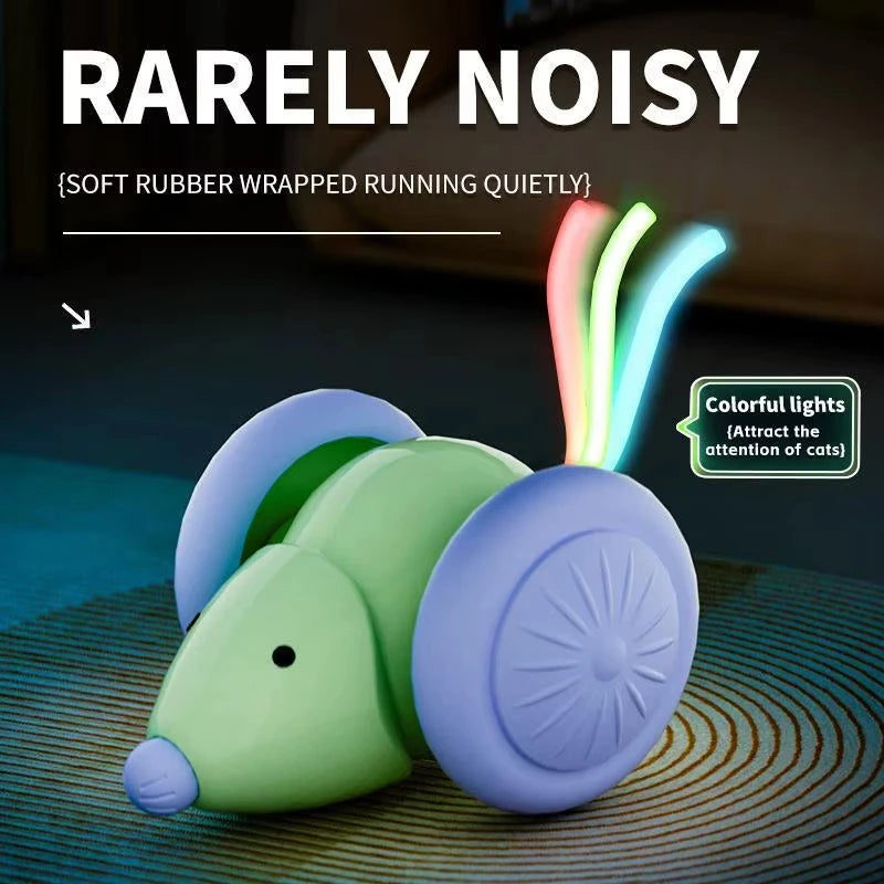 Interactive Cat Toys Colorful LED Electric Mouse Automatic Teaser Kitten Toy Intelligent Obstacle Avoidance Pet Toy USB Charging