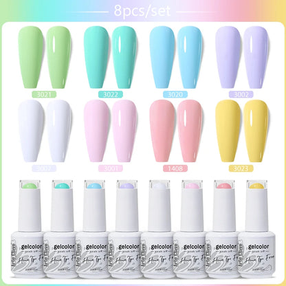 Arte Clavo 8Pcs/Set Gel Nail Polish Set 15ml Colorful Semi Permanent For Manicure Varnish Soak Off UV LED Nail Art Gel Kits