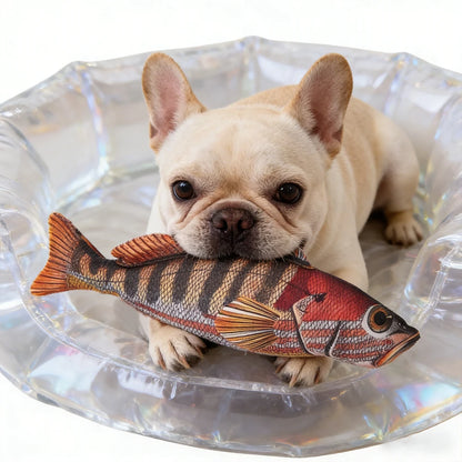 Pet Chew-Resistant Plush Interactive Toy with Sound, Cartoon Fish Shape, Suitable for Large, Medium, and Small Pets Like Cats and Dogs, Double-Layer Fabric, Built-In Airbag