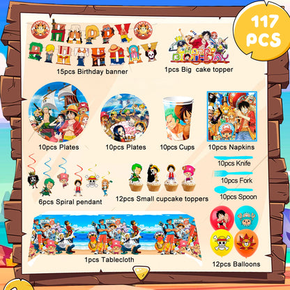 One Piece Birthday Party Supplies Set – 117pcs 🎉🏴‍☠️