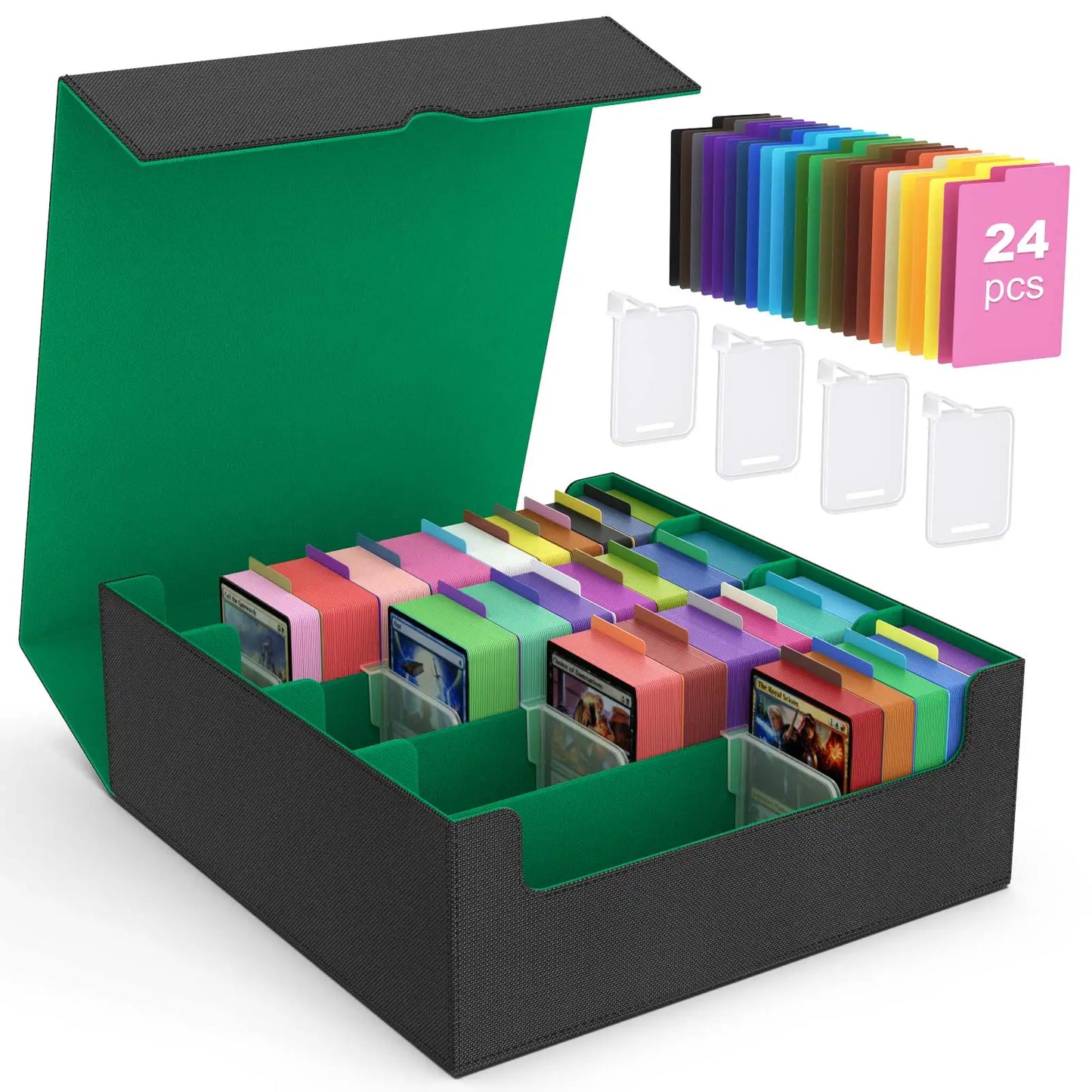 MoKo Trading Card Storage Box 3800+ MTG Deck Box with 24 Colorful Dividers & 5 Card Supporters 5 Row Commander Card Deck Box