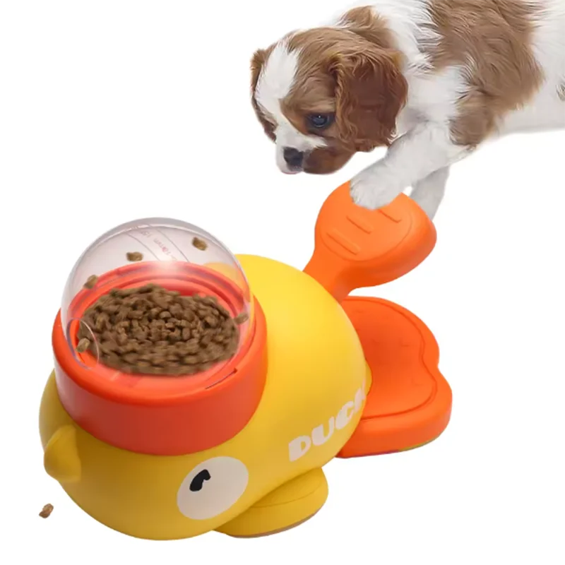 Yellow Duck-Shaped Interactive Cat Treat Dispenser Durable Plastic Training dogToy Puzzle Slow Feeder Dog Entertainment Toy