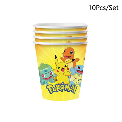 Pokemon Birthday Party Decorations Pikachu Cups Plate Disposable Tableware Napkin Kids Party Supplies Gifts