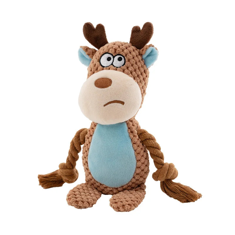 Cute Animal Rope Dog Toy Cute Plush Puppy Chew Pet Squeak Knot Toy Cartoon Rabbit Monkey