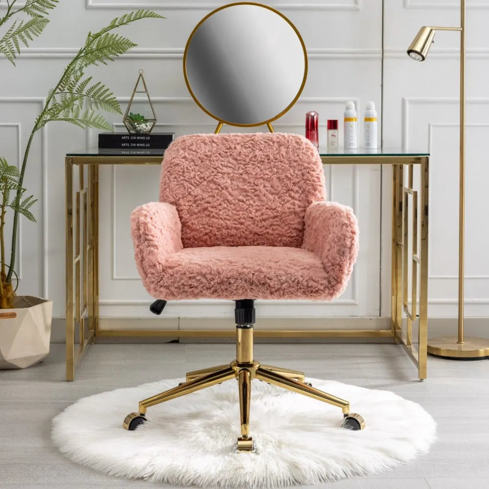 Pink Faux Fur Vanity Chair