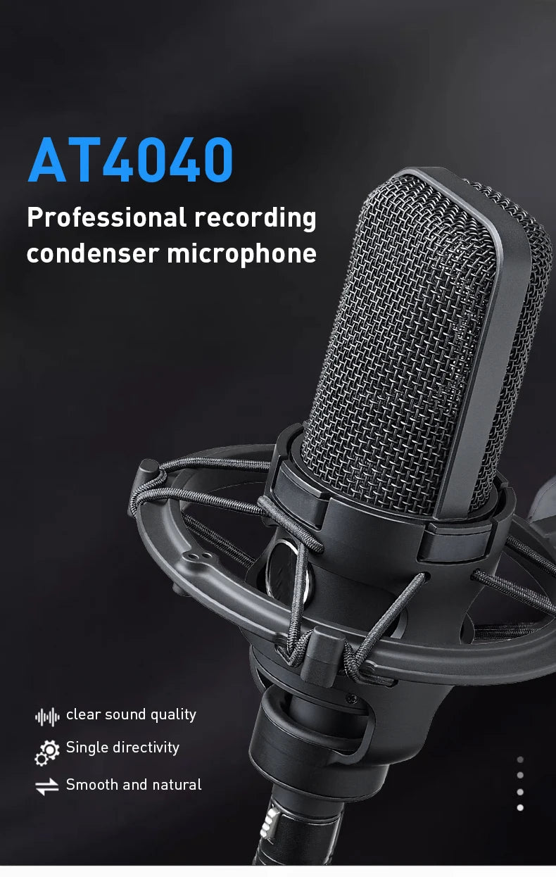 Hot Sale  AT4040 Large Diaphragm Condenser Microphone for Professional Studio Recording with High Sensitivity
