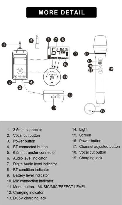 M50 Wireless Microphone DSP Anti-whistling Reverb Anti-whistling Reverb Bluetooth Microphone Singing Home Entertainment KTV