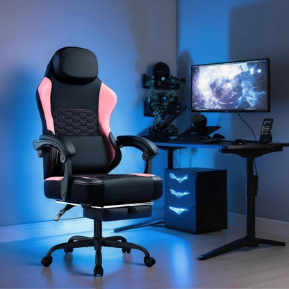 Massage Gaming Chair with Footrest 🎮🪑