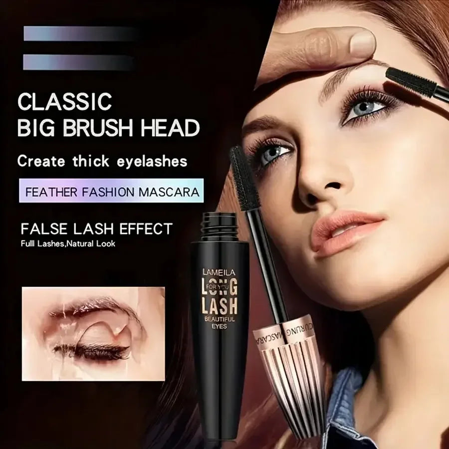 Waterproof 4D Mascara Thick Long Smudge-proof Plump Encrypted Long-lasting Curling Large Eye Makeup Makeup Tools
