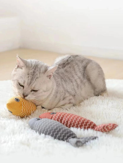 Burlap Cat Toy Cat Mint Fish Pet Chew Toy Cat Fun Interactive Soft Lifelike Fish Kitten Self-Happiness Training Toy Cat Supplies