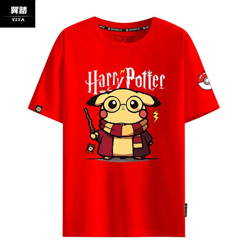 2026  Pok É Mon Pikachu Cute Short Sleeved T-shirt Made of Pure Cotton and Half Sleeved Body for Men