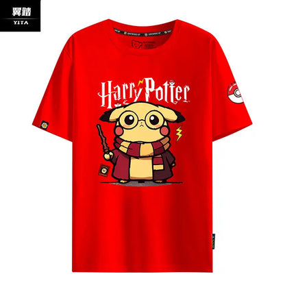2026  Pok É Mon Pikachu Cute Short Sleeved T-shirt Made of Pure Cotton and Half Sleeved Body for Men