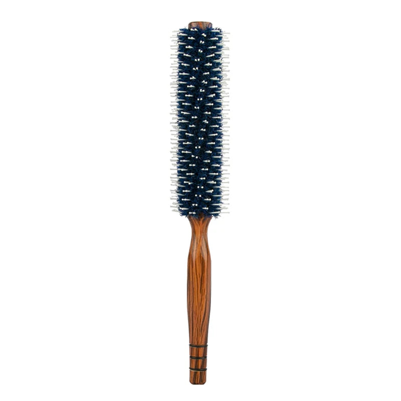 Wood Handle Round Rolling Brush Boar Bristle Nylon Hair Comb Anti Static Brush Straight Twill Hair Comb Hairdressing Tool