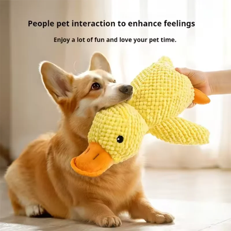 Duck dog toy plush chew resistant durable dog toy with quacking sound teeth grinding relief soft companion for small large dog