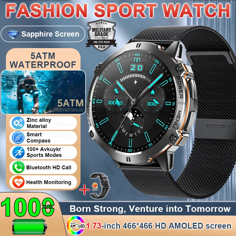 TANK X3 Smartwatch – GPS, BT Call, Compass & 5ATM Waterproof
