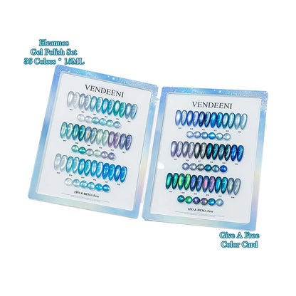 Cat Eye Gel Nail Polish 36 Colors Glacier & Island Blue Trendy Super Bright Glass Bead High Shine Long Lasting Soak Off UV LED