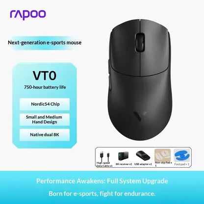 Rapoo VT0 MAX Wireless Gaming Mouse PAW3950 PAW3398 Nordic54L15 Chip Dual 8KHz 45000DPI Ergonomic FPS Gaming Mouse for PC Gamer