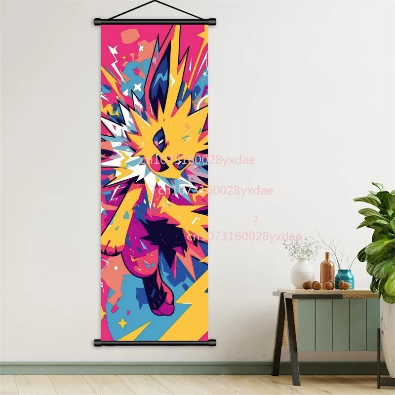 Printed Poster Anime Wall Artwork Gengar Pictures Charizard Painting Canvas Pikachu Hanging Scrolls Home Room Decor