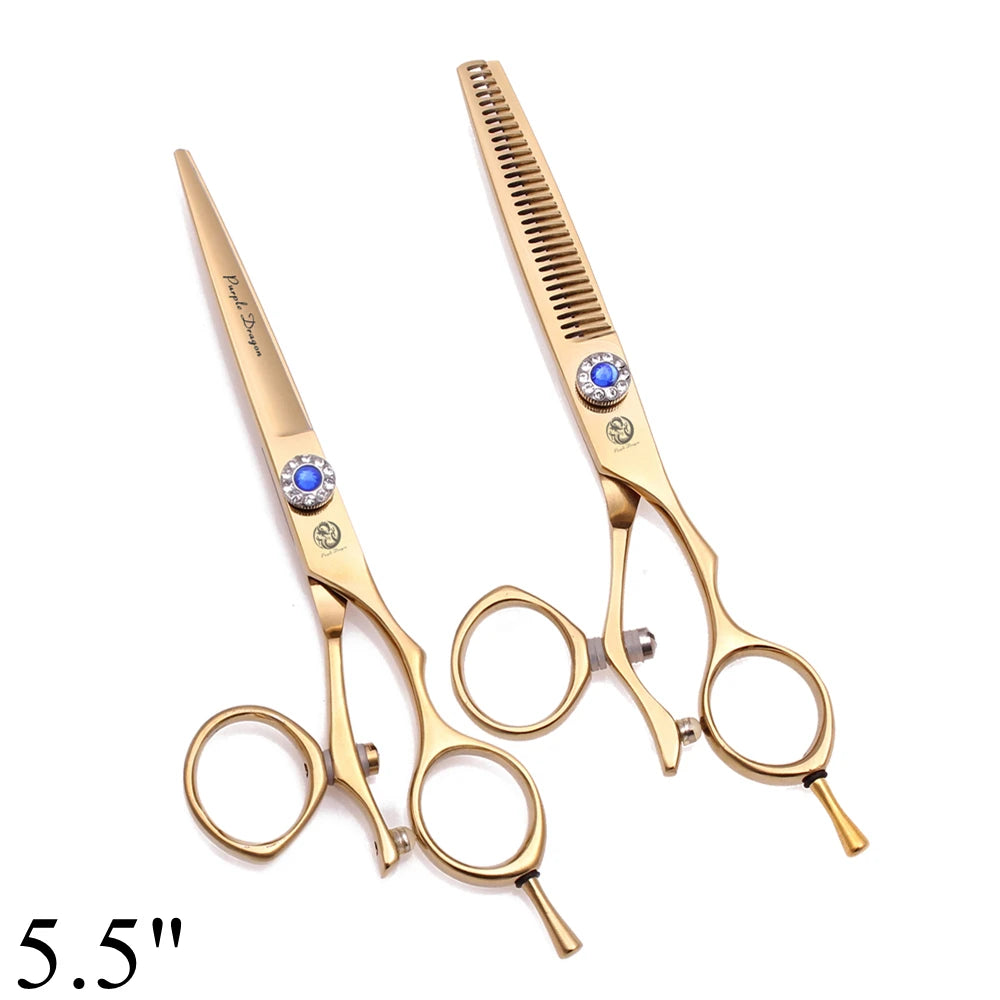 Professional Hairdressing Scissors 5.5" 6" Purple Dragon JP 440C Swivel Thumb Hair Cutting Scissors Barber Thinning Shears Z9019