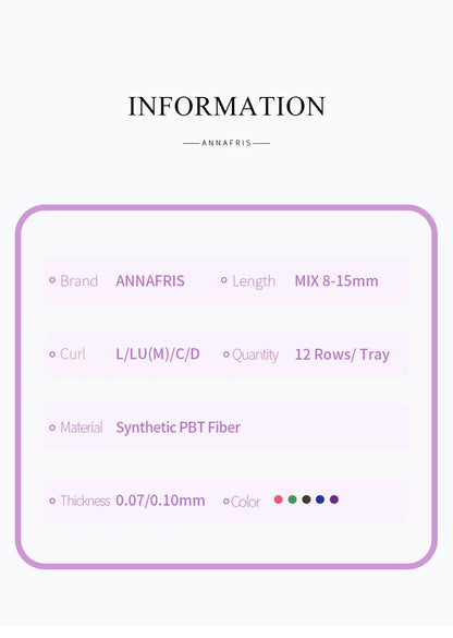 Colored Lashes Eyelash Extensions C/D/L/LU(M) Curl Mix 8-15mm Natural Soft Individual Green/Blue/Brown/Purple/Pink Eyelashes