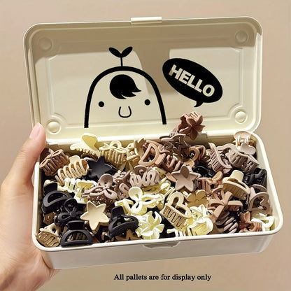 Beige Mini Hair Clips Set.