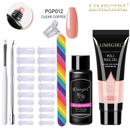 LIMEGIRL Set Poly Nail Gel for Extension Gel Set Manicure Acryl Gel Varnish Set 15ML Acrylic Liquid Nail Art Nail Kit UV Gel Kit