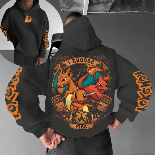Pokemon Animation Derivatives Men's and Women's Summer Fashion Oversize Hoodie and Sweatpants Popular Top