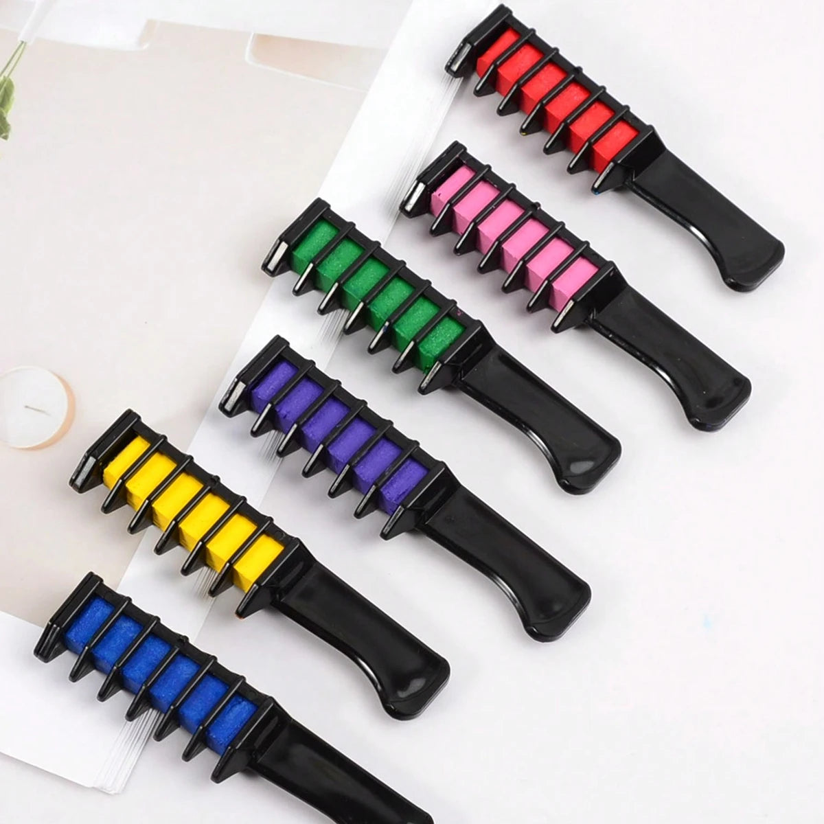 6-Piece Temporary Hair Dye Set, New Chalk Comb Temporary Washable Hair Dye, Suitable for Girls' Birthday Role-Playing DIY