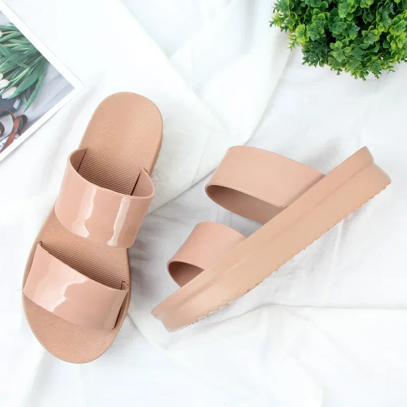 Korean Style Summer Roma Sandals With Thick Bottom And Soft Sole Simple Mom Shoes Jelly Beach Slippers Casual Women's Shoes