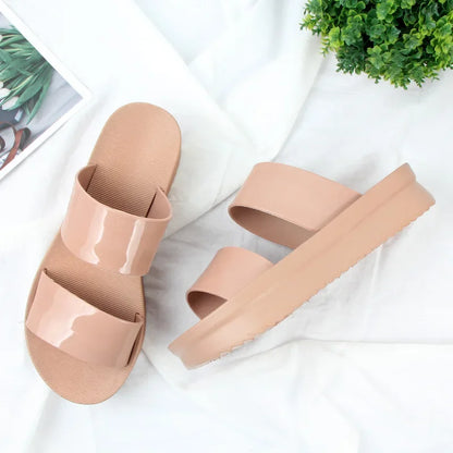 Korean Style Summer Roma Sandals With Thick Bottom And Soft Sole Simple Mom Shoes Jelly Beach Slippers Casual Women's Shoes