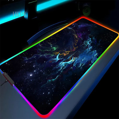 RGB Galaxy Milky Way Mouse Pad XXL 90X40 Carpet PC Gamer Computer Keyboard Desk Mat Anti-slip Mousepad Gaming Led Backlight Mats