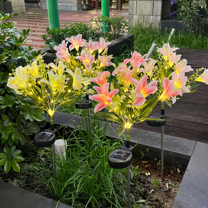Auto Solar Lily Garden Lights (7 Heads) - Waterproof LED Outdoor Flower Decor for Yard, Pathway, Camping, Wedding | Ground Spike