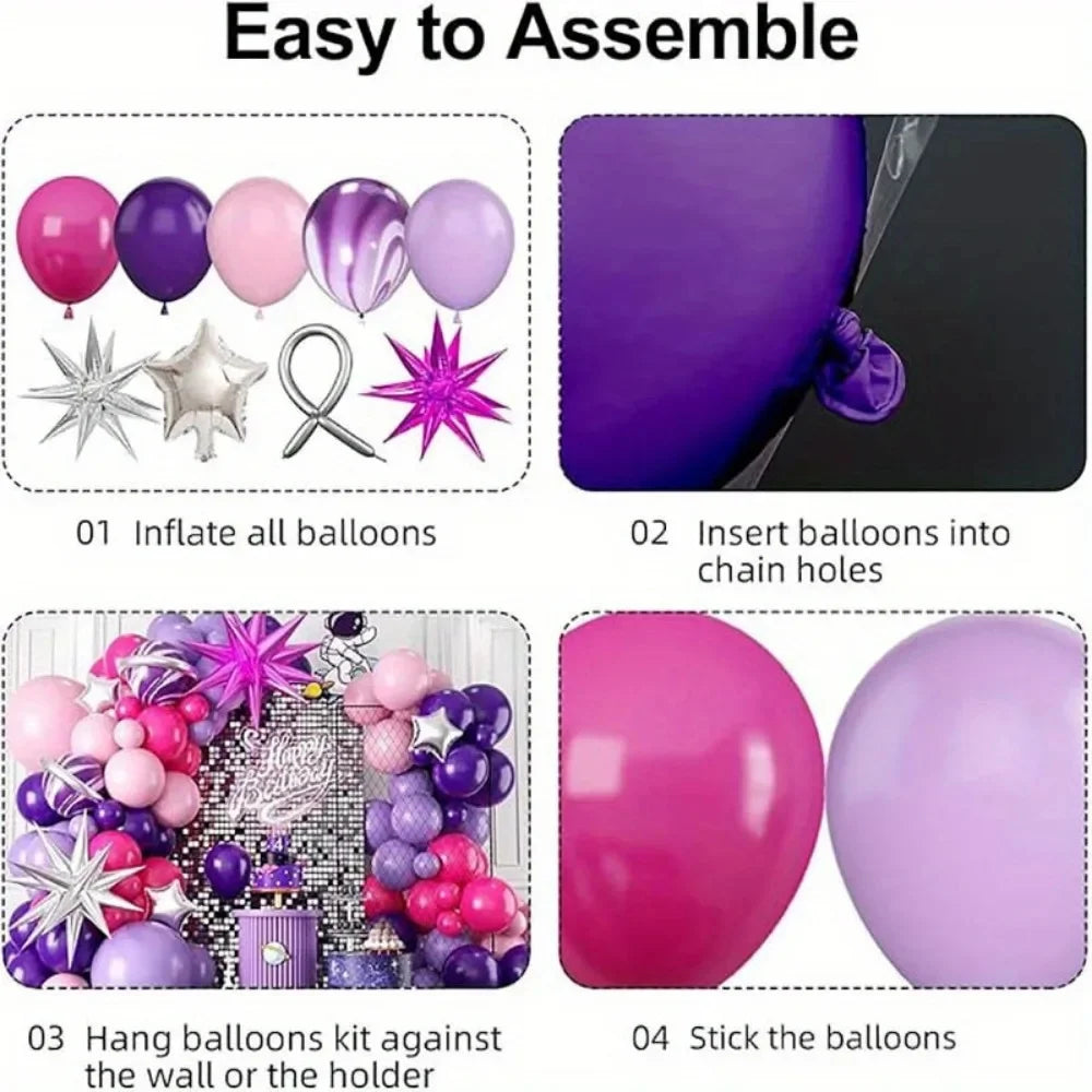 Celestial Purple & Hot Pink Balloon Garland Kit: 111-Piece Arch Decor Set
