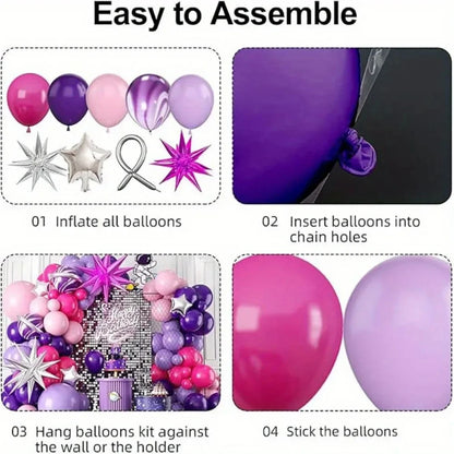 Celestial Purple & Hot Pink Balloon Garland Kit: 111-Piece Arch Decor Set