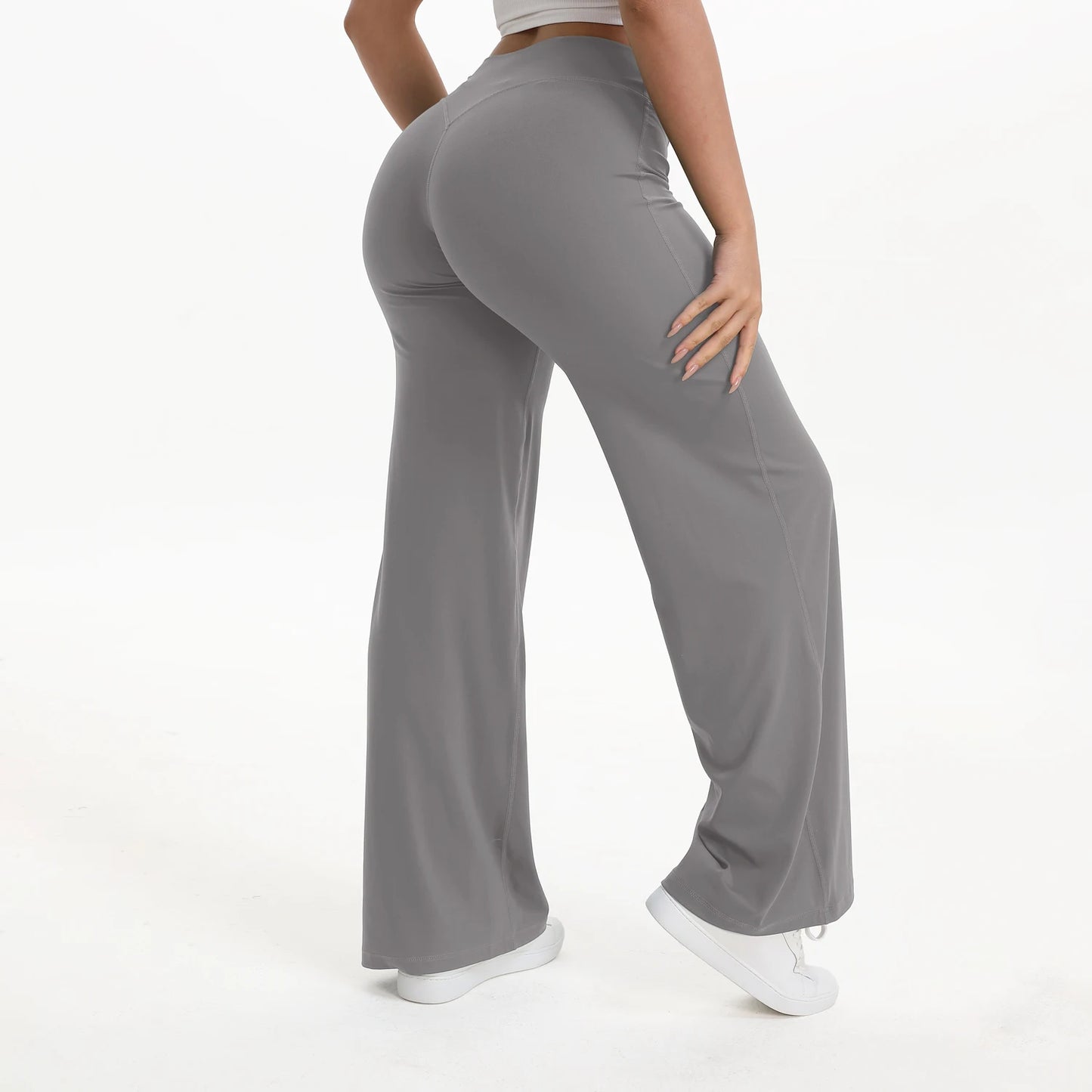 NCLAGEN SoftMotion Straight Leg Bottoms Women's Mid-Waist Yoga Pants GYM Leggings Naked Feel Pilates Running Sports Trousers