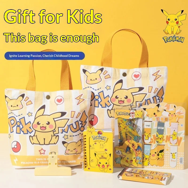 Cute Pokemon Pikachu Canvas Tote Bag Cartoon Anime Shopping Bag Reusable Lightweight school Portable Bag Daily Travel Gift Bag