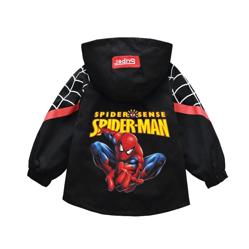 Boys Spiderman Hooded Jackets 1-10 Years Girls Spring Autumn Stitch Print Sports Coats Children Cartoon Outerwear Kids Clothes