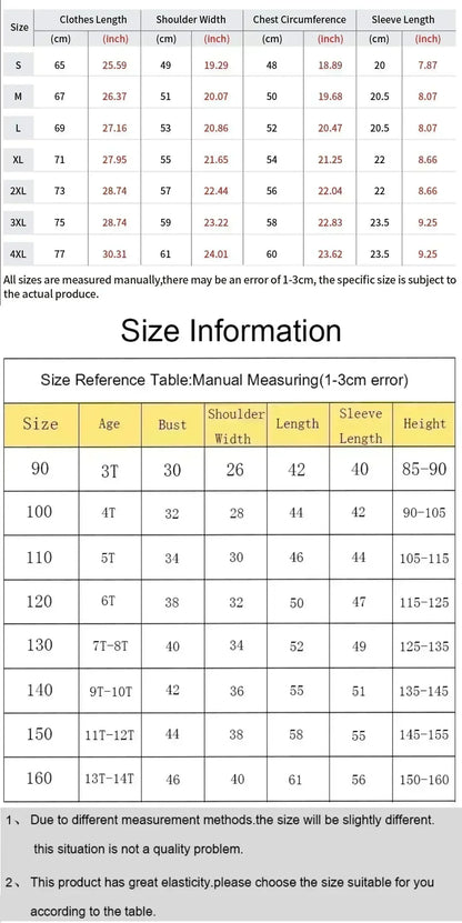Pokémon Joint Peripheral Products Short Sleeve T-Shirt Gengar Psyduck Mewtwo Printed Men's Boys and Girls Summer New Fashion Top