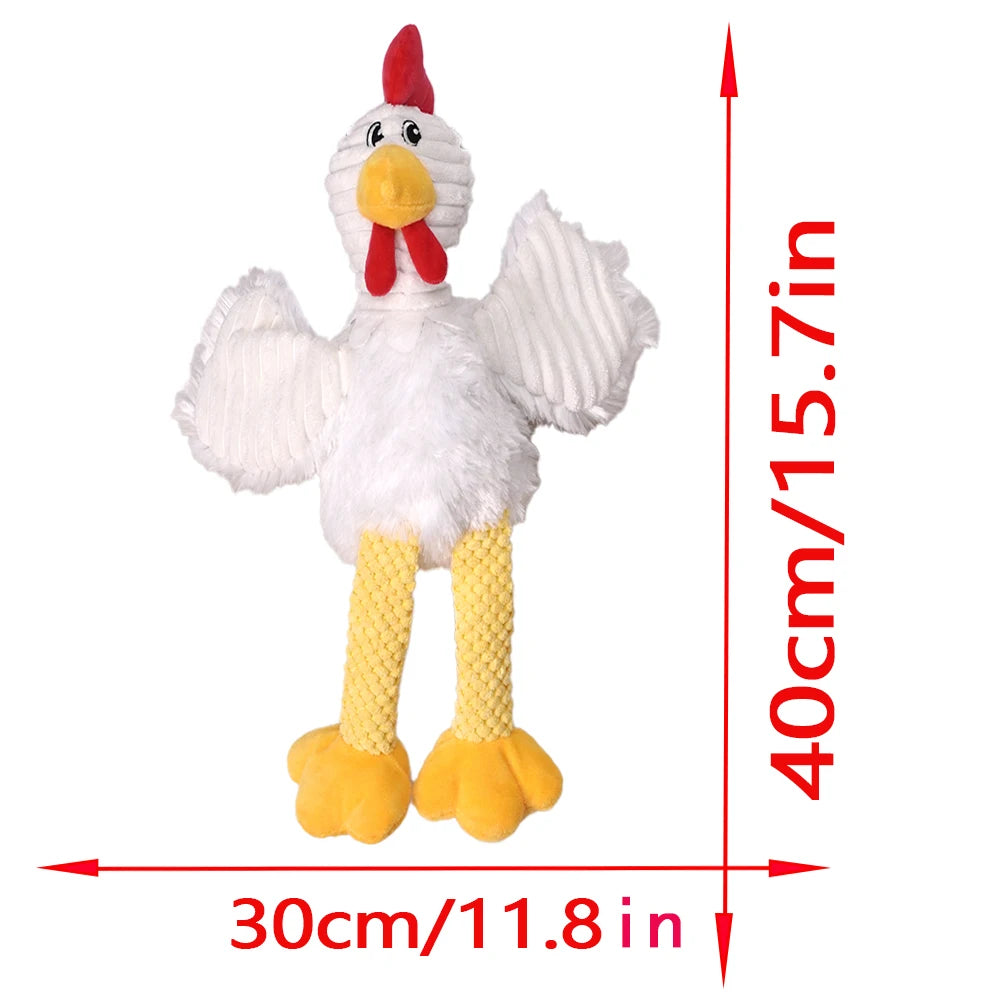 Pet Bite-Resistant Plush Interactive Toy with Sound, Cartoon Rooster Design, Suitable for Large, Medium, and Small Pets Such as Cats and Dogs, Double-Layer Fabric, Built-In Airbag