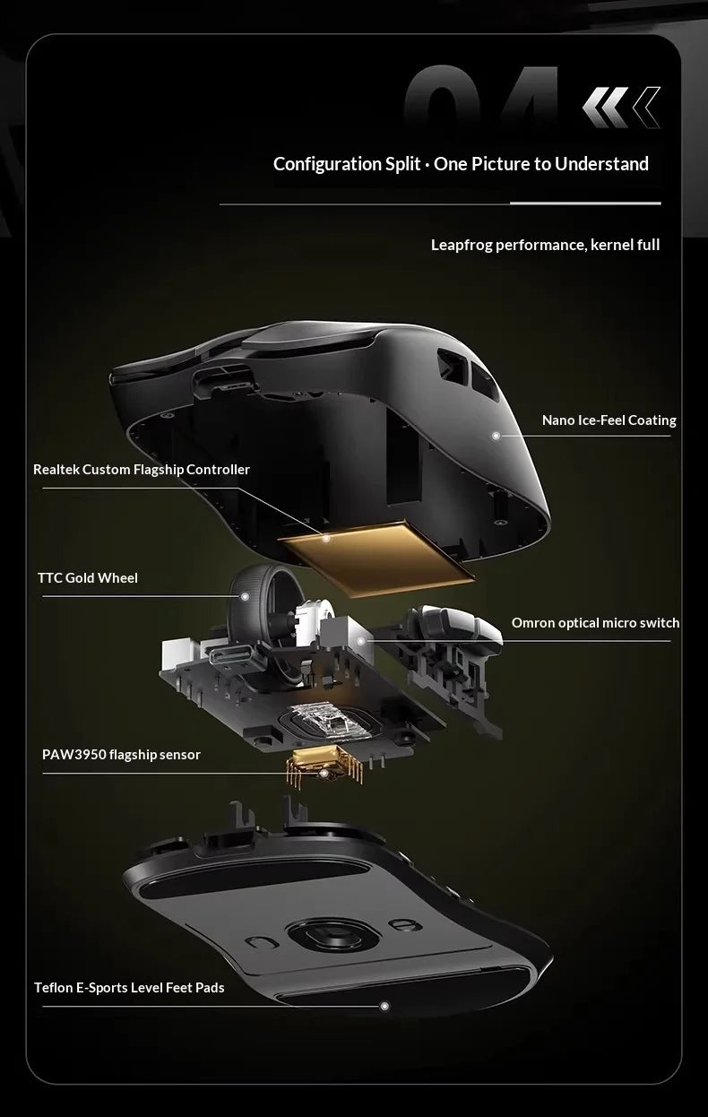 AULA X9 Max Ultra Gaming Mouse Wireless Tri Mode Dual 8KHz 500mAh PAW3950 Lightweight Ergonomic Esports Mouse Gaming Accessories