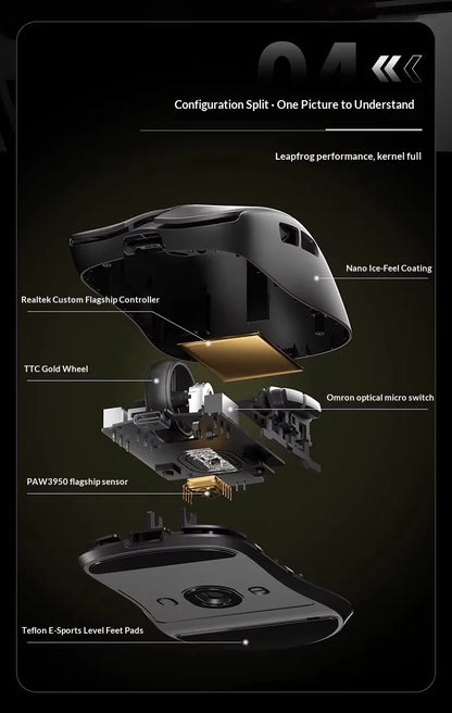AULA X9 Max Ultra Gaming Mouse Wireless Tri Mode Dual 8KHz 500mAh PAW3950 Lightweight Ergonomic Esports Mouse Gaming Accessories