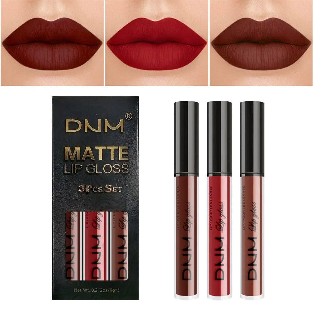 3pcs/set Liquid Lipsticks Waterproof Long Lasting Cosmetic Red Blue Purple Matte Lip Gloss Nude Lip Tint Stain Makeup