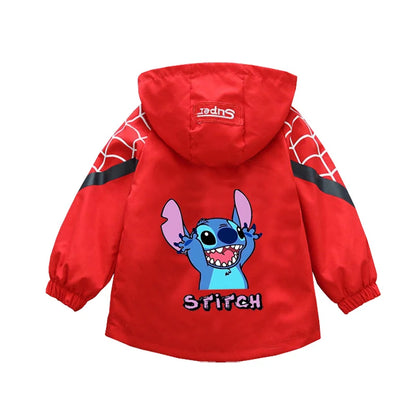 Boys Spiderman Hooded Jackets 1-10 Years Girls Spring Autumn Stitch Print Sports Coats Children Cartoon Outerwear Kids Clothes