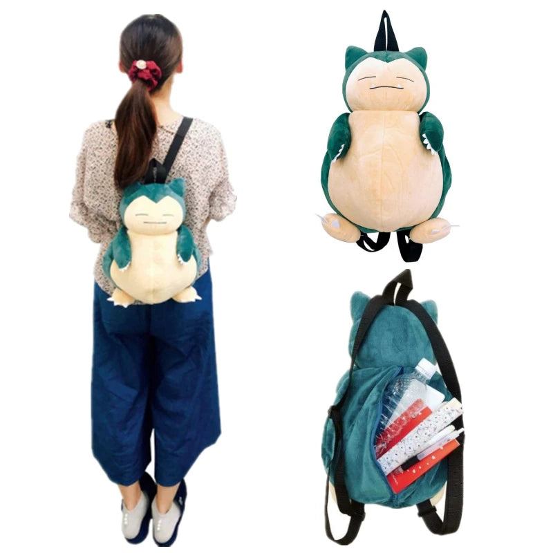 Cute Pokemon Backpack Kawaii Japanese Style Plush Bag Gengar Eevee Snorlax Backpack Schoolbag Cosplay Props Fashion Gifts