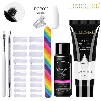 LIMEGIRL Set Poly Nail Gel for Extension Gel Set Manicure Acryl Gel Varnish Set 15ML Acrylic Liquid Nail Art Nail Kit UV Gel Kit