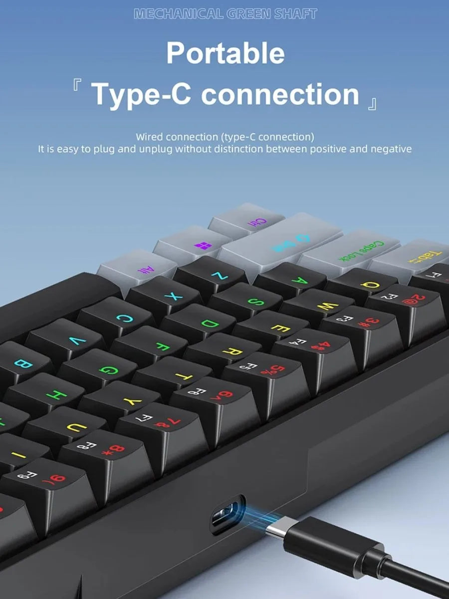 APAYADO K61 Wired Mechanical Keyboard - 60% Compact (61 Keys), RGB Backlit, Portable Design, Phantom Switches, for Gaming