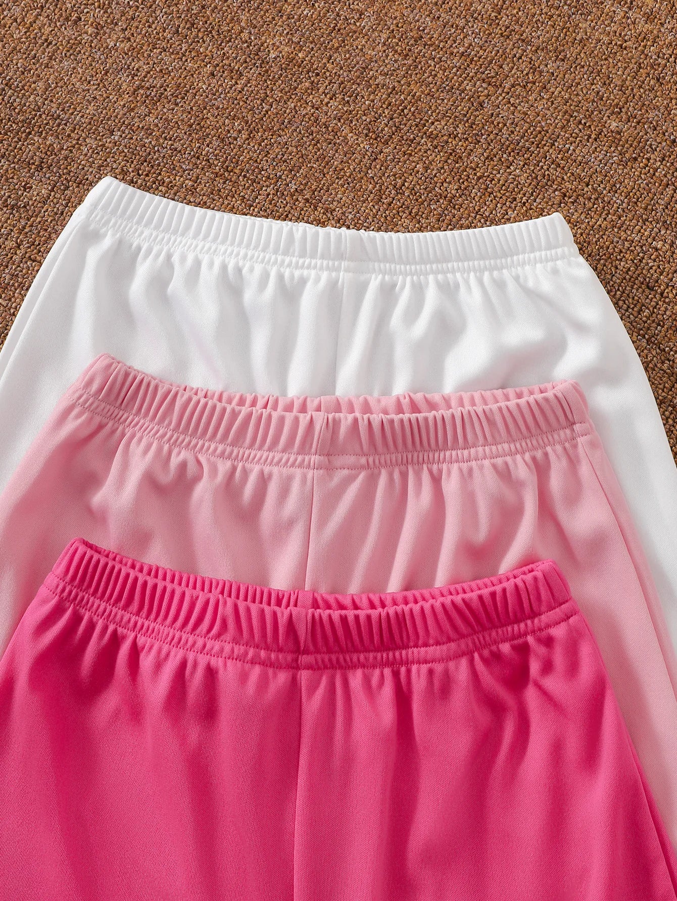 Girls' Essential 3-Pack 2-Piece Outfits: Solid Color Tee & Shorts Summer Loungewear Set